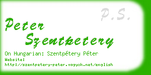 peter szentpetery business card