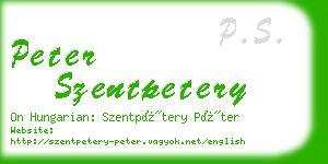 peter szentpetery business card